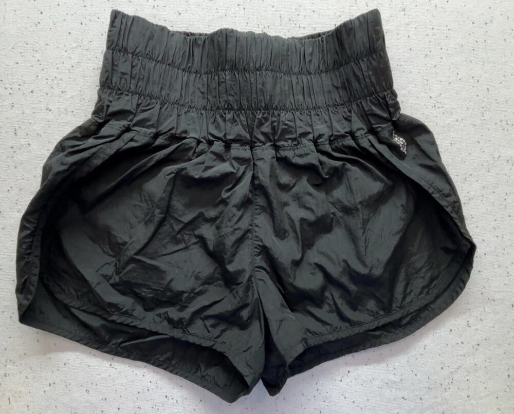 FP Movement The Way Home Shorts Black High Waisted Nylon Athletic Gym Women Sz S